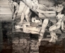 Figurer i lagdelt landskap 1988 på papir 169x192cm